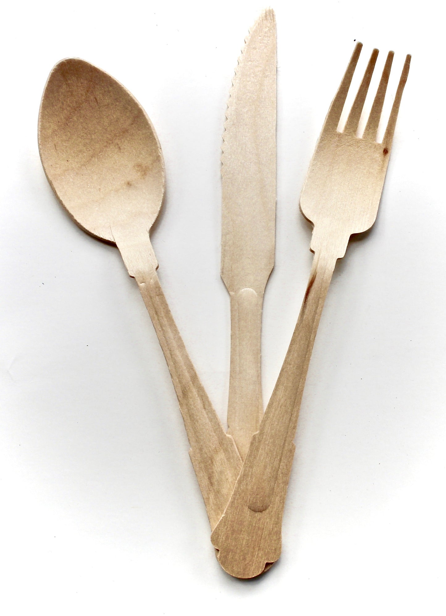Birch Wood Cutlery Set - 300 Pieces (100 Each: Forks, Knives, Spoons) - Eco-Friendly