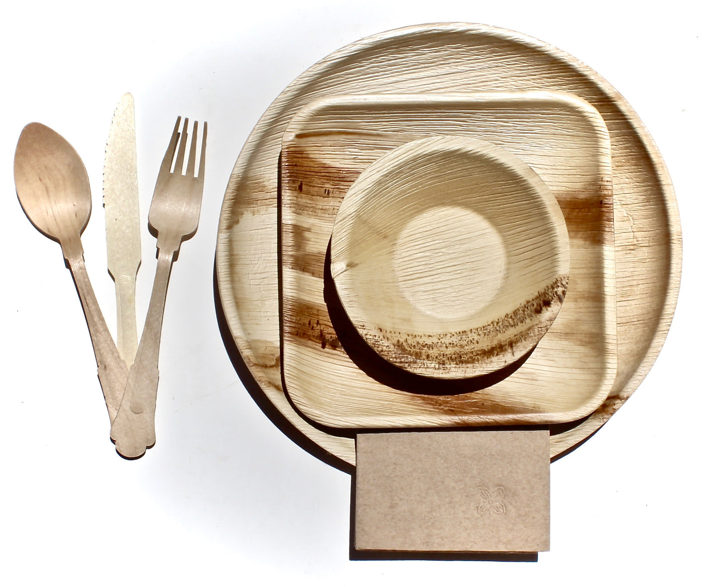 Decorative Heart Dessert Set - 25 Heart Plates (6") + 75 Wooden Utensils - 100pc - Biodegradable