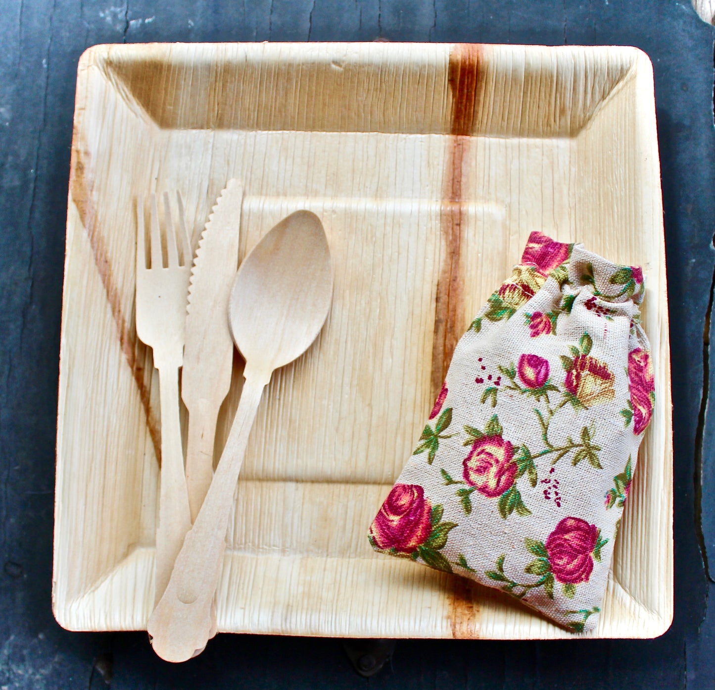 Baby Shower Party Set - 25 Square Plates (10") + 75 Utensils + 25 Gift Bags - 125pc Total