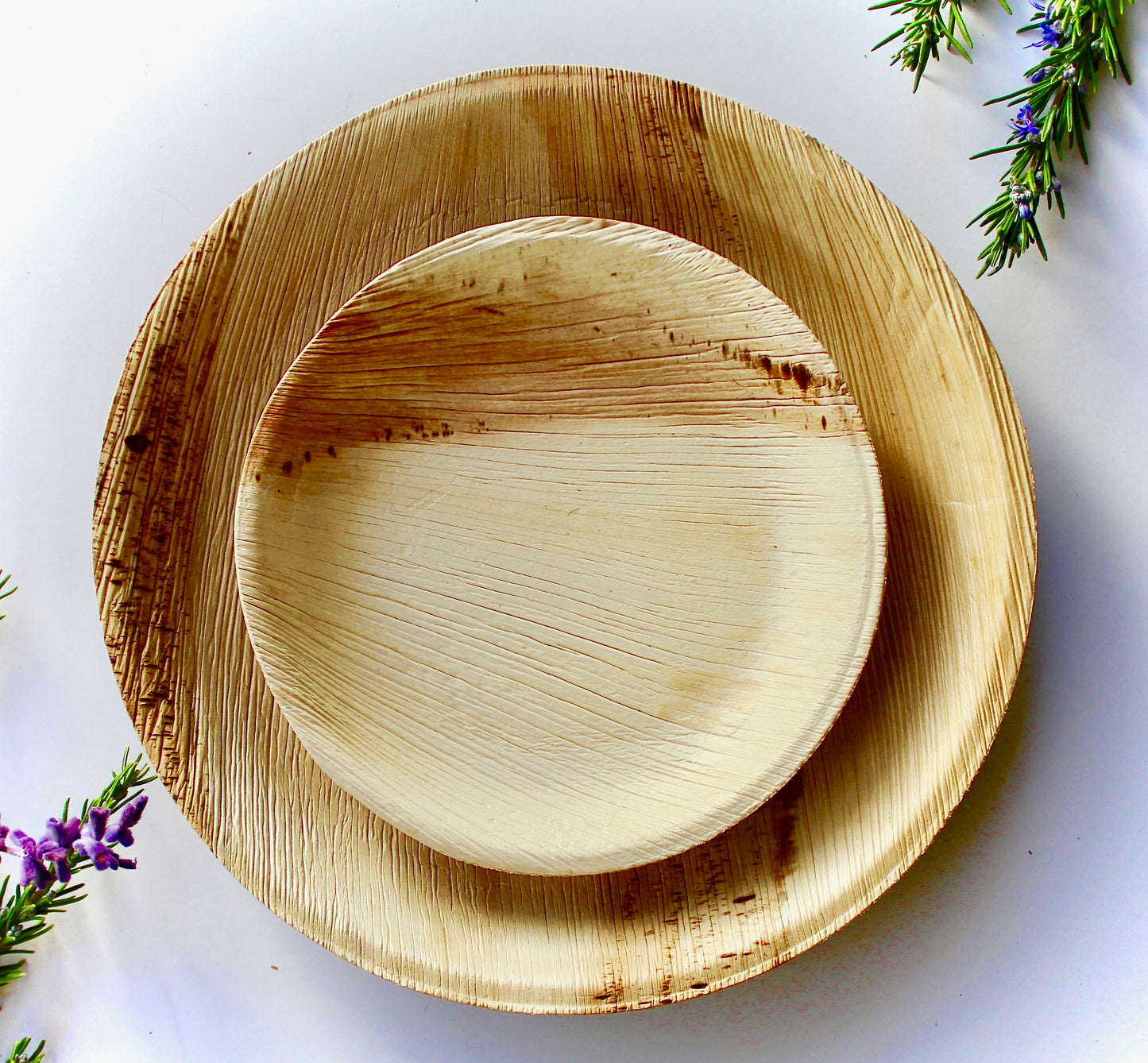 Palm Leaf Round Plate Set - 25pc (10") + 25pc (6") - 50 Total