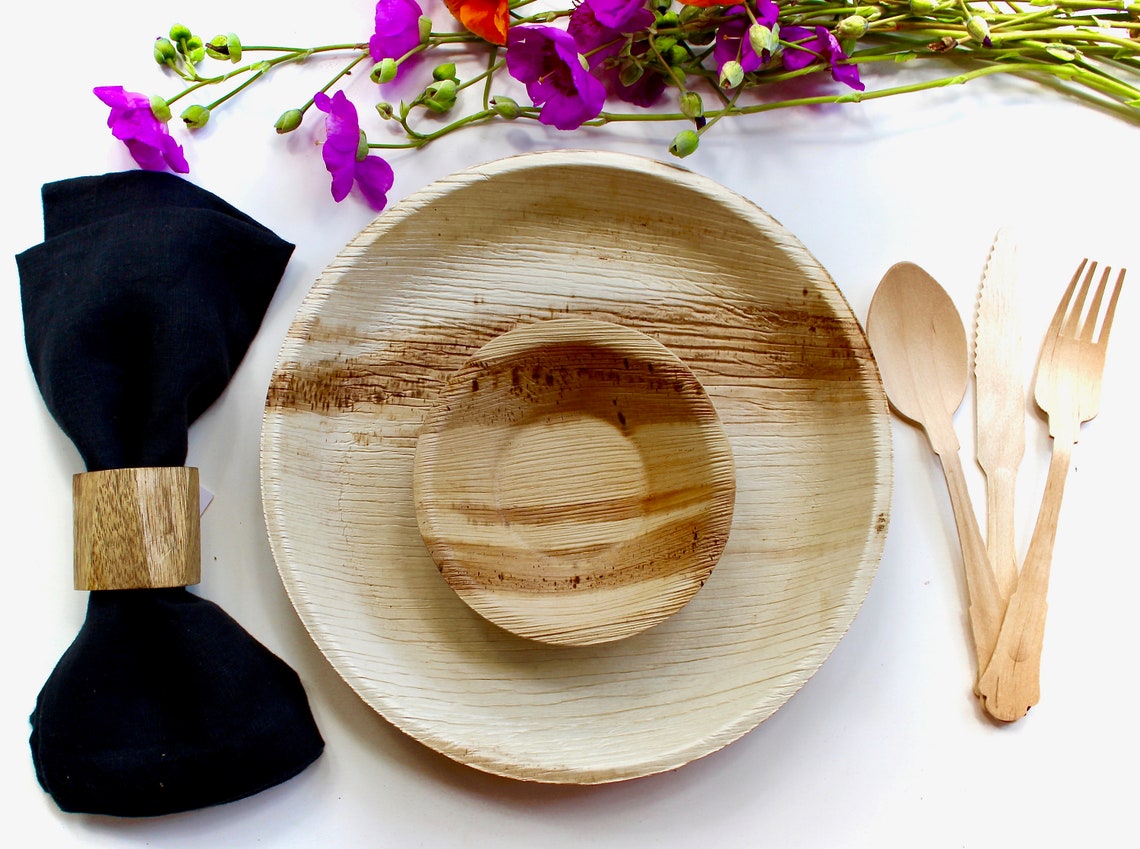 Square Plate & Bowl Bundle - 25 Squares (9.5") + 25 Bowls (5") + 75 Utensils - 125pc