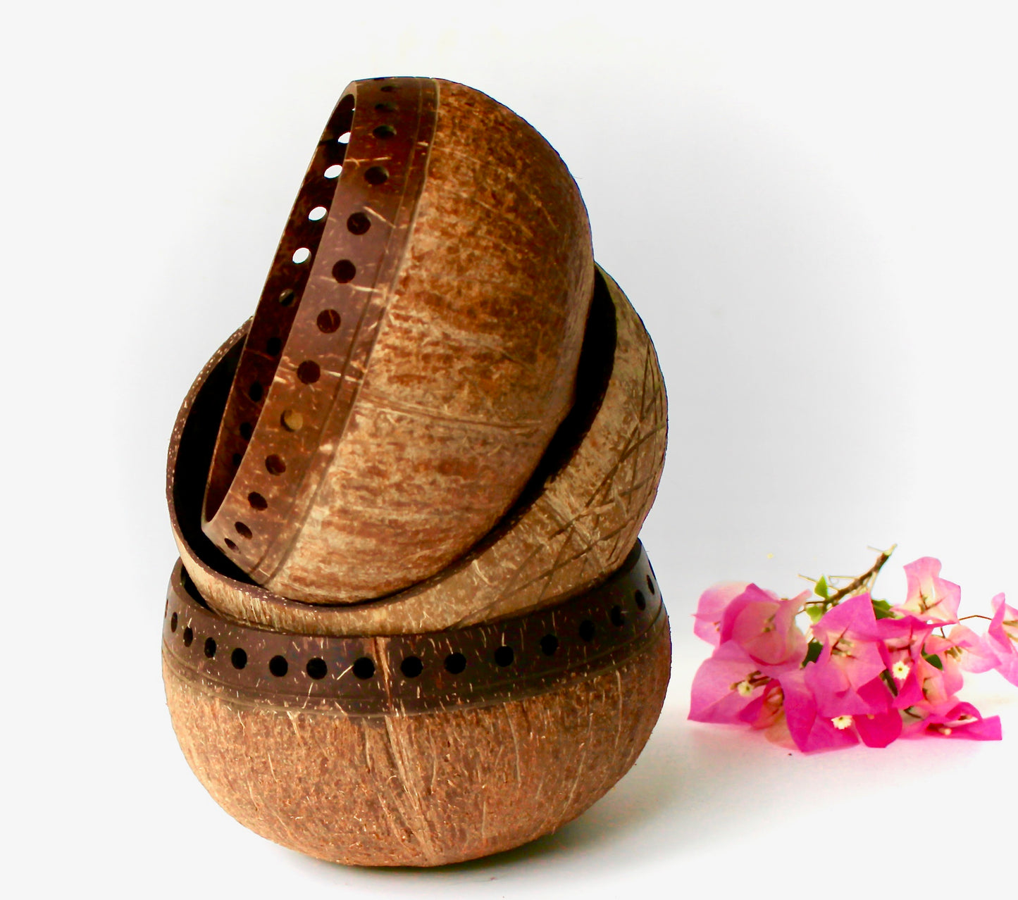 Natural Coconut Bowls - 3 Pieces - Organic Handcrafted