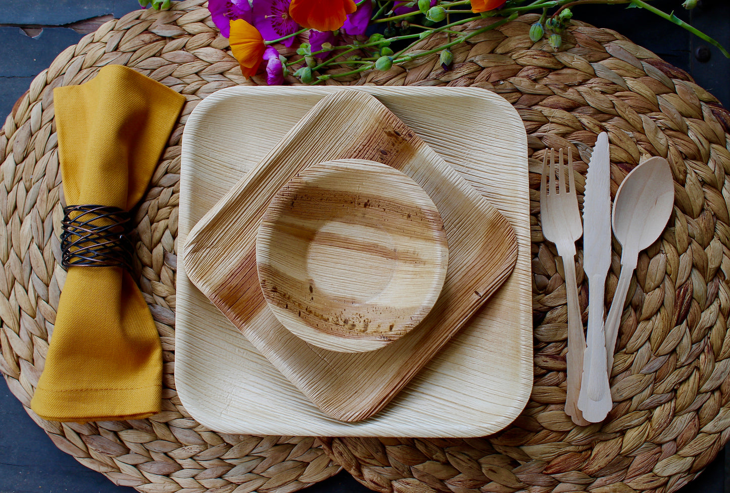 Bamboo Plate palm Leaf 25  each Pice  Square 10 " - 7" Square  - 6" Square disposable - compostable (Copy)