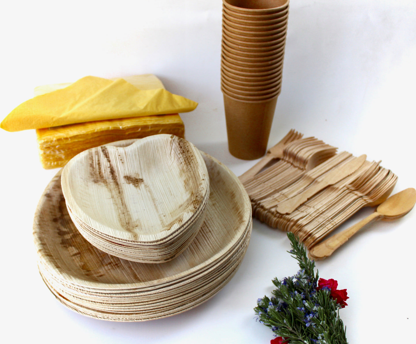 Copy of Copy of Bamboo Type Palm Leaf 25 Pic 10" Round  - 25 pice  Square deep 6"- 25  pic  cup  - 75 pic Cutlery - 50 Pic Napkin