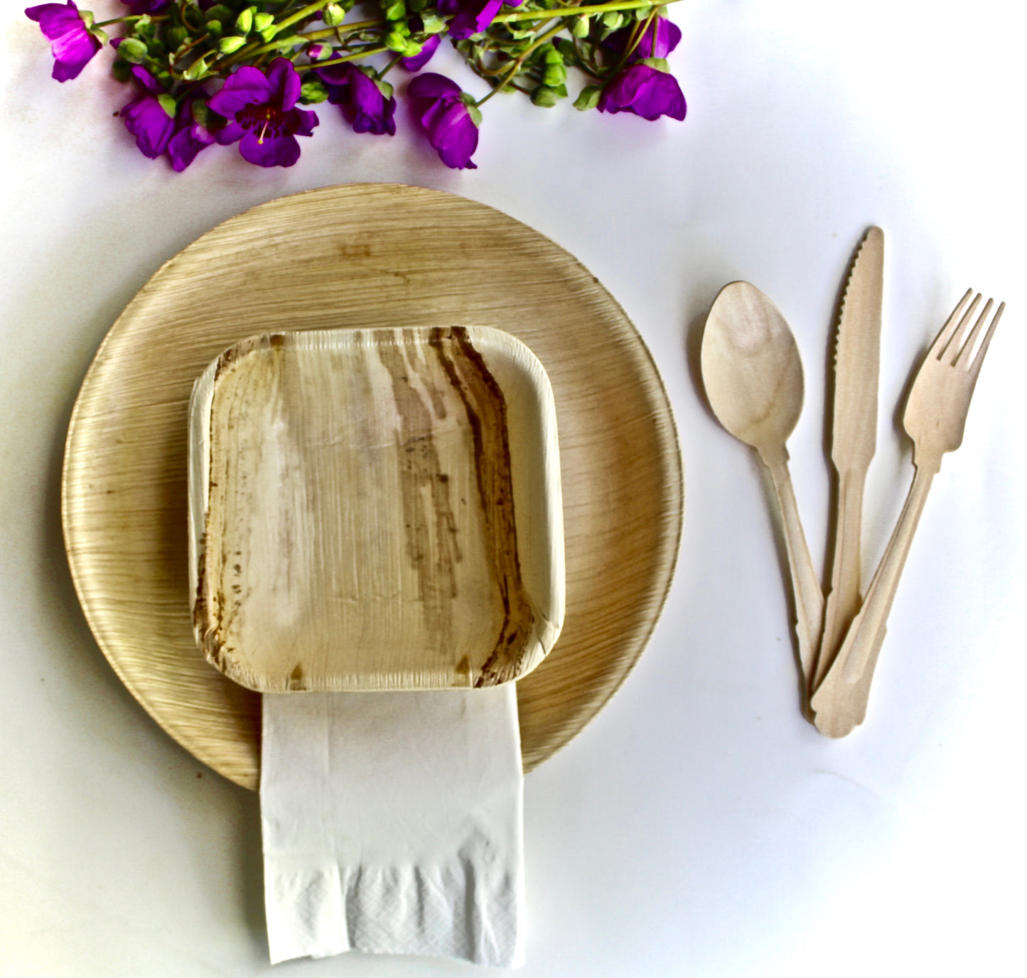 Copy of Copy of Bamboo Type Palm Leaf plates 25 Pice 10" Square - 25  pic Cup Paper  75 Pic cutlery  and 30  pice Napkin