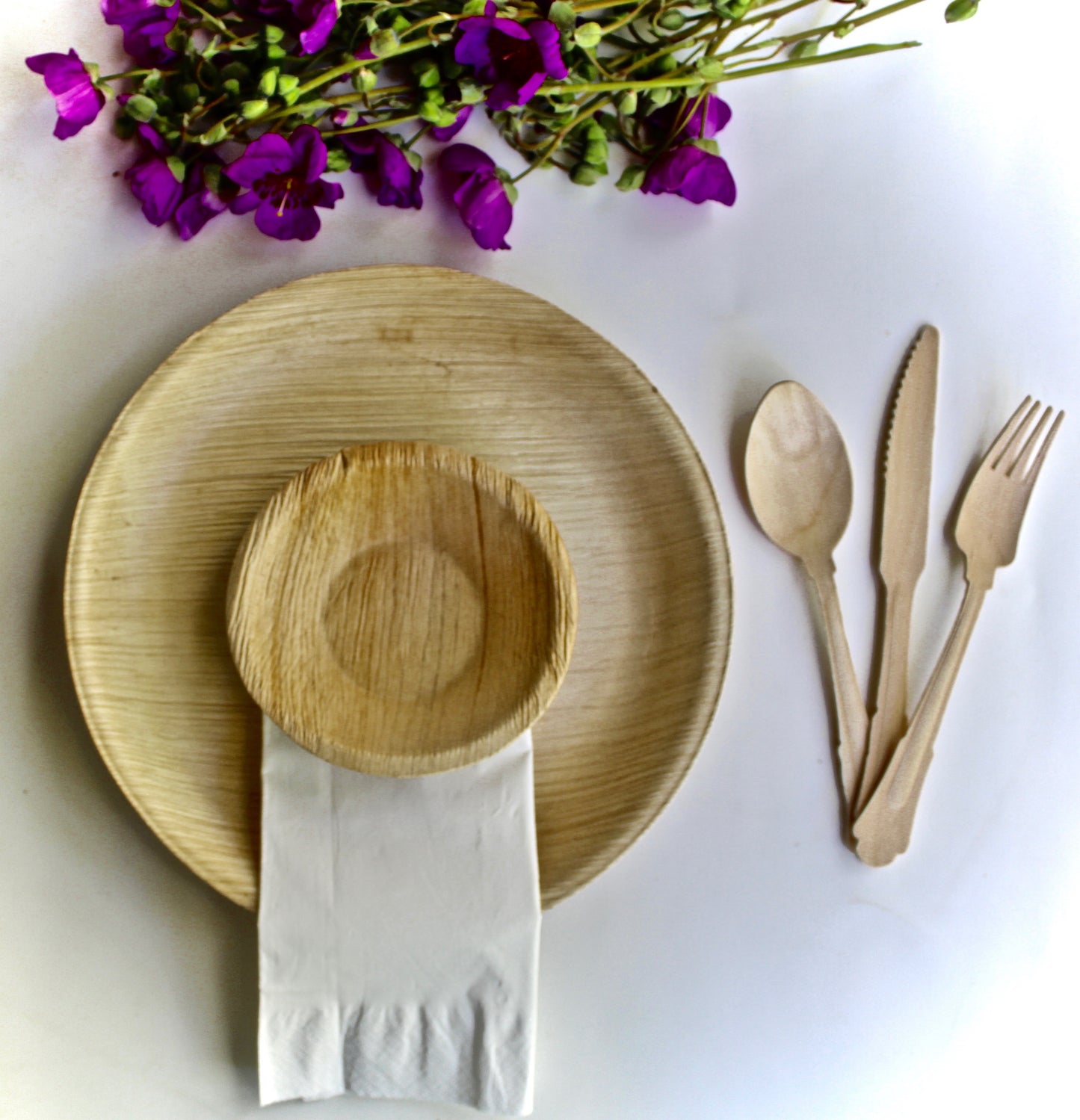 Copy of Copy of Bamboo Type Palm Leaf plates 25 Pice 10" Square - 25  pic Cup Paper  75 Pic cutlery  and 30  pice Napkin