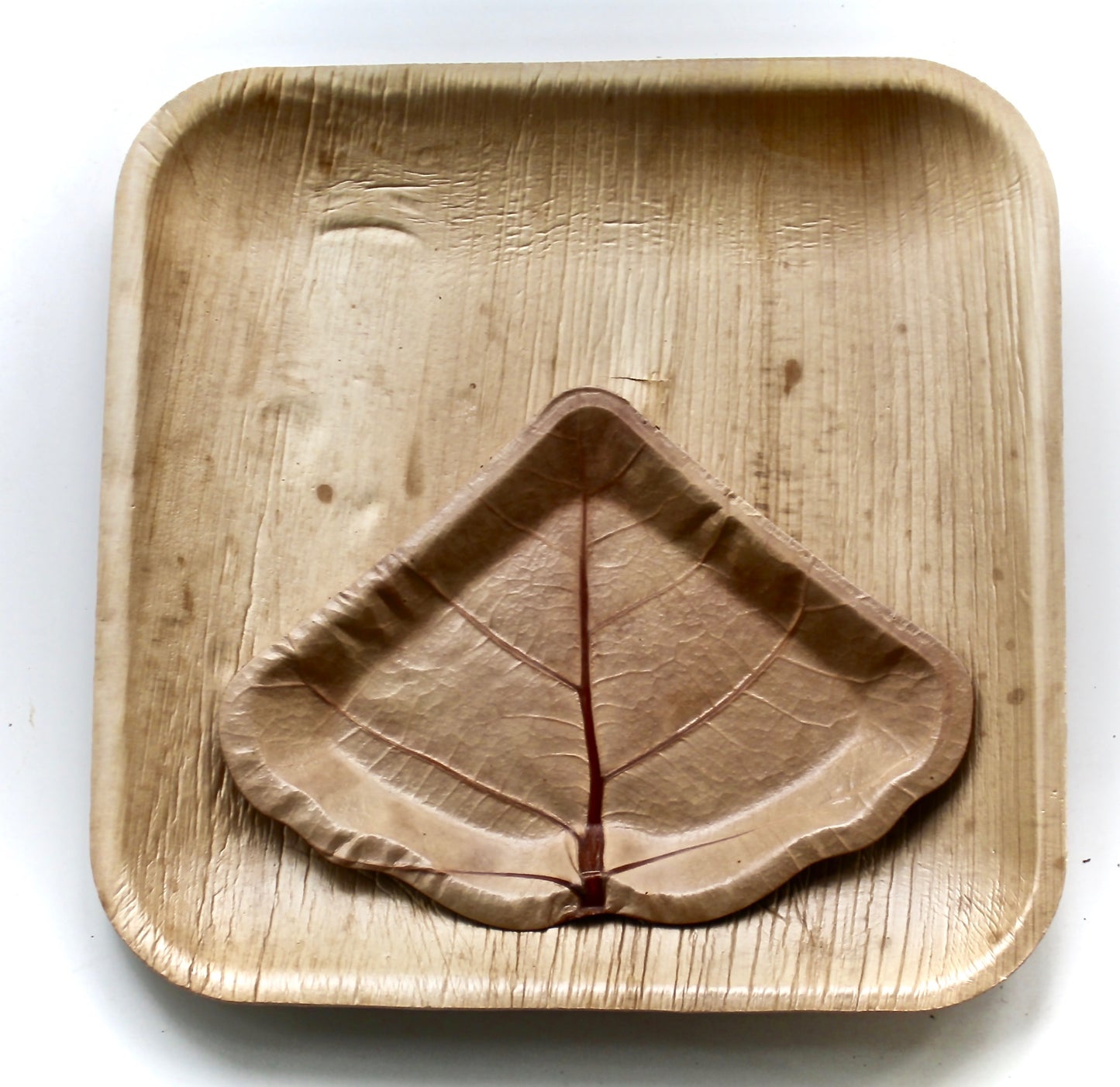 Bamboo Type palm leaf plate 20 pic Square 10" - Seagrape 20 pice Natural Leaf 7" - 30 Utensils Biodegradable