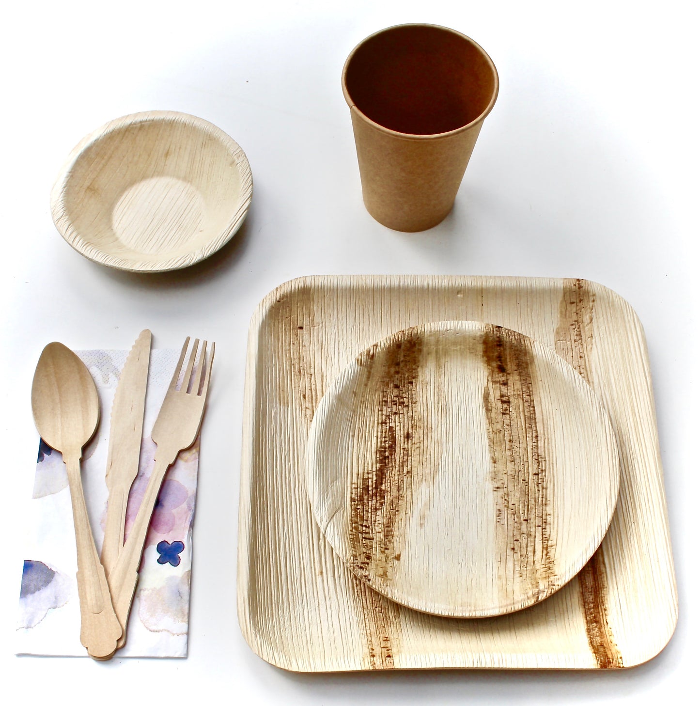 Bamboo Type Palm leaf plate 50 pices Square 10"  - 50 pic 6"heart  and 150 pic cutlery  eco frindly - biodegrable - disposable - compostable