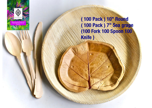 Palm Leaf Plate - Sea Grape Natural Leaves for dessert - Disposable - Biodegrable -
