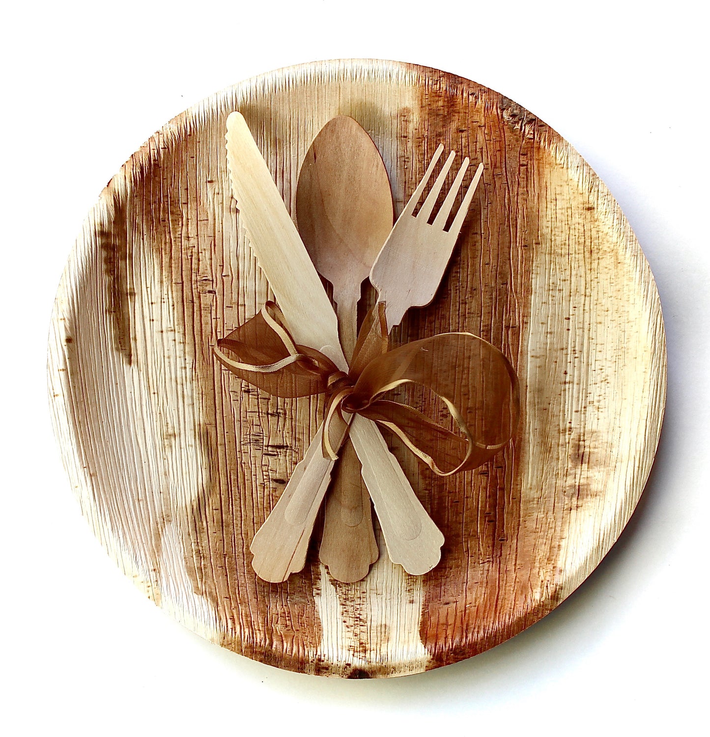 Palm leaf plate 25 pices 10" Round  plates ane 75 pices cutlery compostable and Biodegradable heavy Duty - event - party