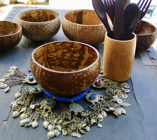 Coconut Bowl Natural Organic - 2Pic Regular Bowl - Eco friendly - Vegan Eco Gift for her