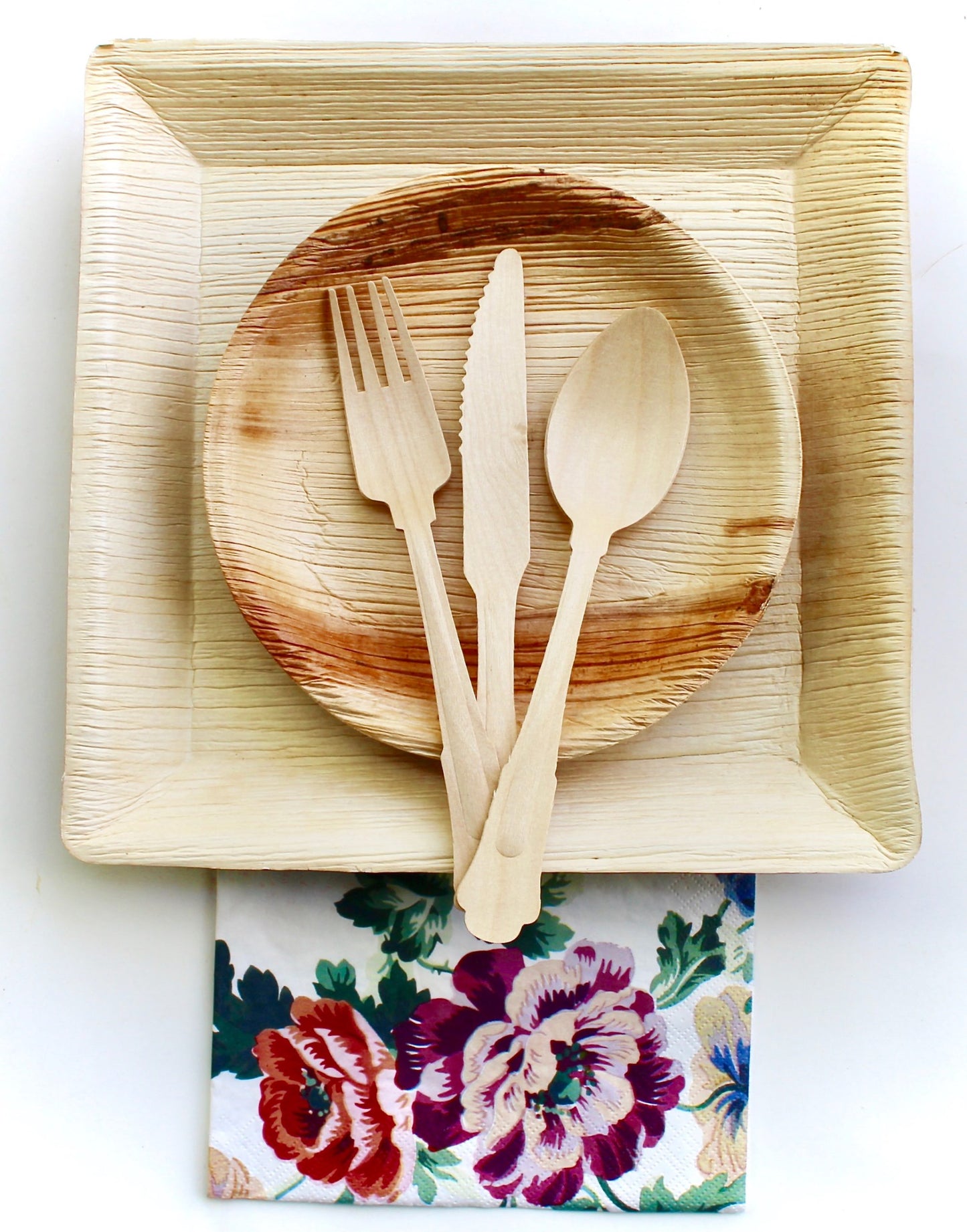 palm leaf plates 10 pice 10 "Round  and  10 Pic 6" round  30  pic cutler - 20 pic napkin   disposable and biodegrable - compostable